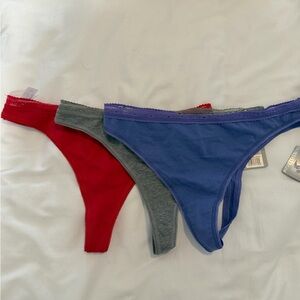 Nordstrom Women's Panties Trio - Scarlet, Charcoal, Sapphire
